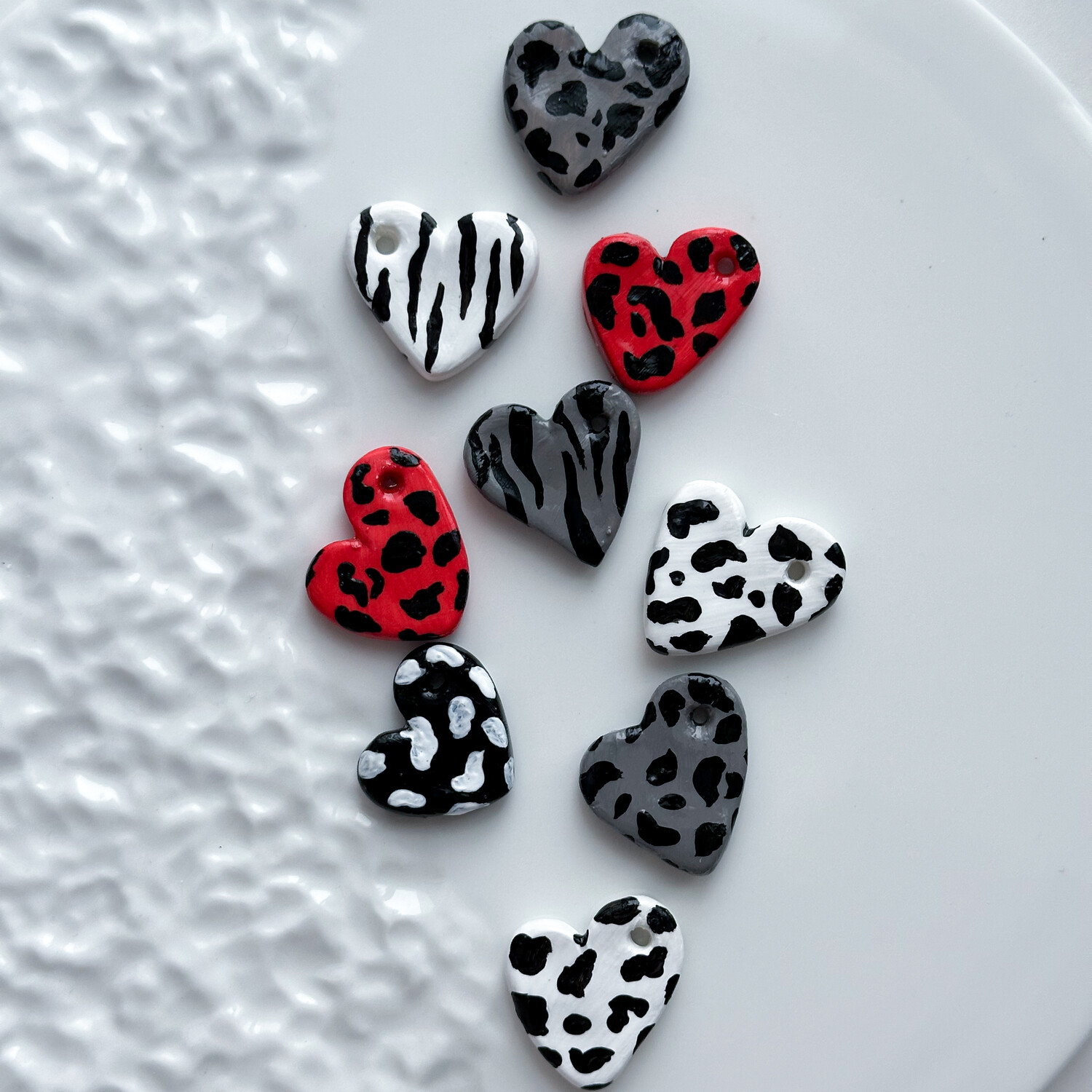 Подвеска Сердце с принтом 25х25 мм глина