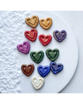 Бусина Этно Сердце с эффектом золота 30х25 мм глина, изображение 1