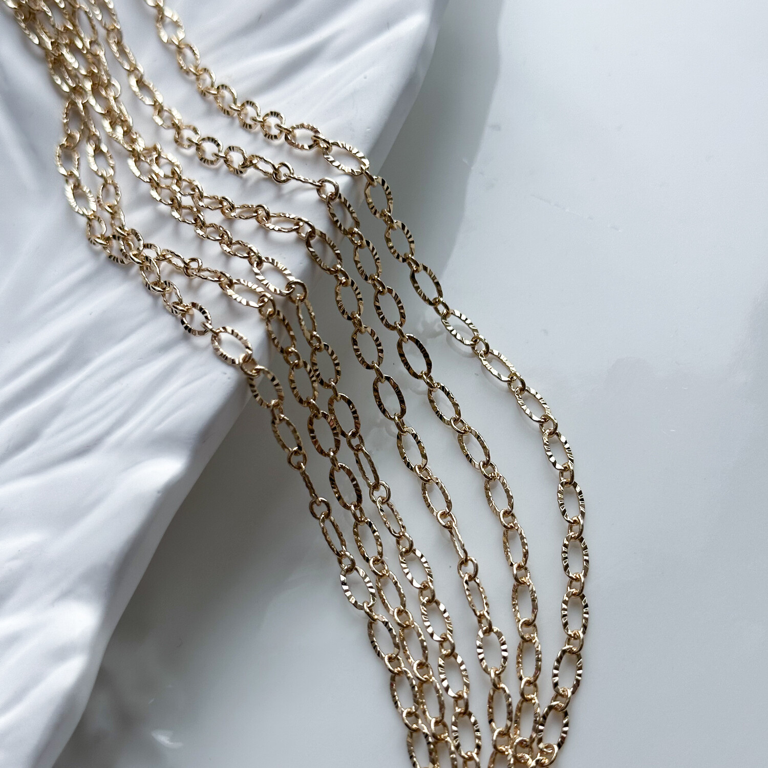 Цепь овальная рельефная 3,5 мм (10 см.)