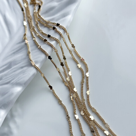 Цепь с плоским сердцем 1,5 мм (10 см.)