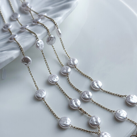 Цепь с имитацией жемчуга 2,5 мм/6 мм (10 см.)