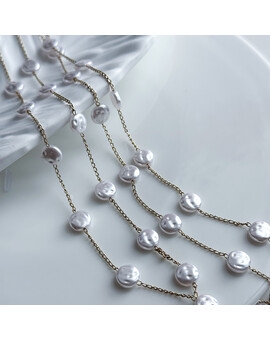 Цепь с имитацией жемчуга 2,5 мм/6 мм (10 см.), изображение 1