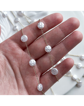 Цепь с имитацией жемчуга 2,5 мм/6 мм (10 см.), изображение 2