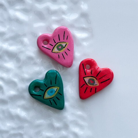 Подвеска Сердце с глазом 22х25 мм глина