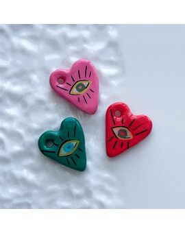 Подвеска Сердце с глазом 22х25 мм глина, изображение 1