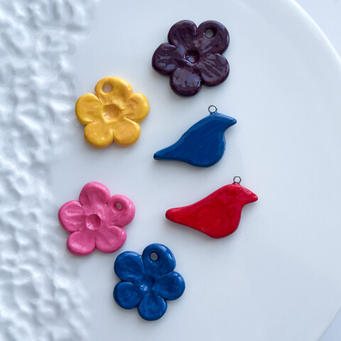 Подвеска Птичка 20х35 мм глина