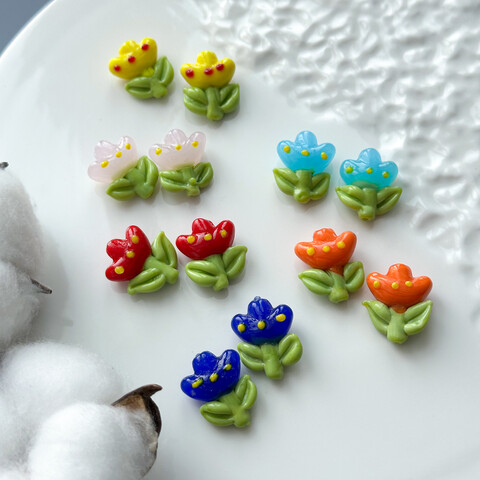 Бусина Тюльпан 20х20 мм глазурованное стекло