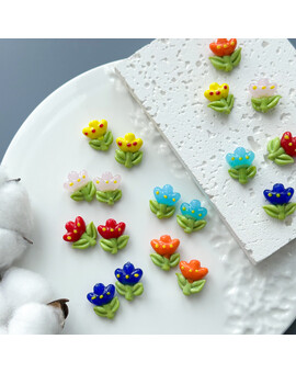 Бусина Тюльпан 20х20 мм глазурованное стекло, изображение 2