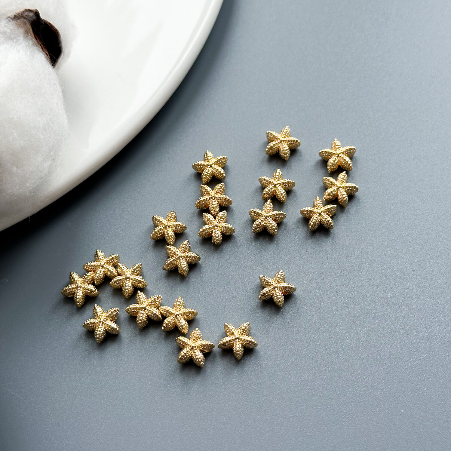 Разделительная бусина Звезда 8х8 мм позолота 14К