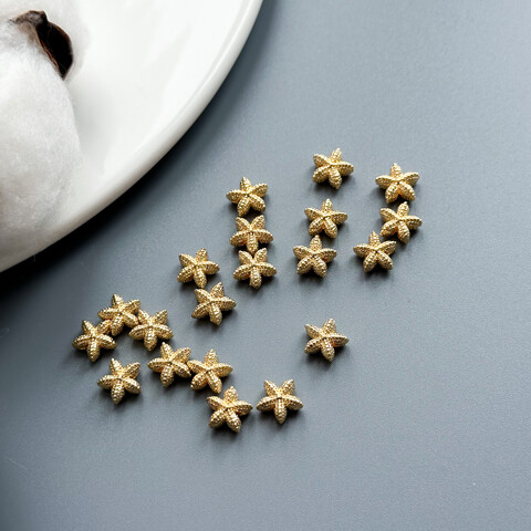 Разделительная бусина Звезда 8х8 мм позолота 14К