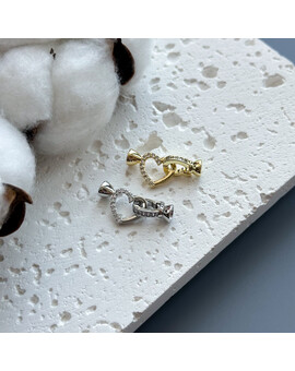 Замок Сердце с бейлом с кристаллами 11х25 мм, изображение 1