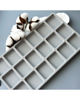 Лоток для хранения с 18 ячейками 35х20 см серый пластик/бархат, изображение 1