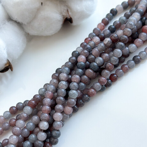 Бусины MIX круглые стекло 6 мм красно-черный