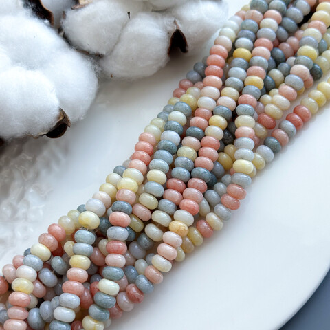 Бусины MIX плоские стекло 5х8 мм красно-жёлто-серый