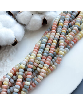 Бусины MIX плоские стекло 5х8 мм красно-жёлто-серый, изображение 1