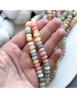 Бусины MIX плоские стекло 5х8 мм красно-жёлто-серый, изображение 2