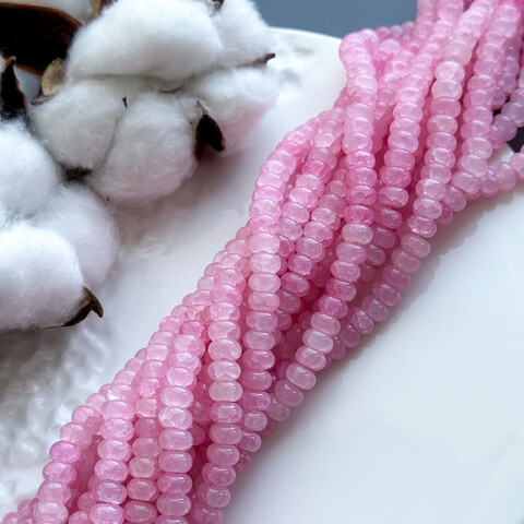 Бусины MIX плоские стекло 5х8 мм розовый полупрозрачный