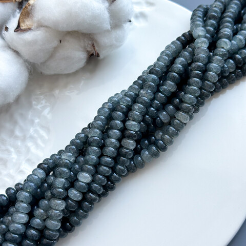 Бусины MIX плоские стекло 5х8 мм серый полупрозрачный