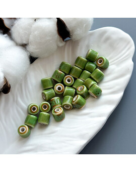 Бусина цилиндрическая керамика 9х9 мм зелёный, изображение 1
