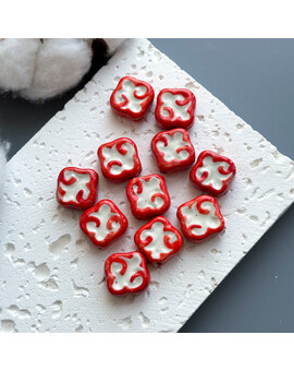 Бусина Этно ромбовидная керамика 16х18 мм красный, изображение 1