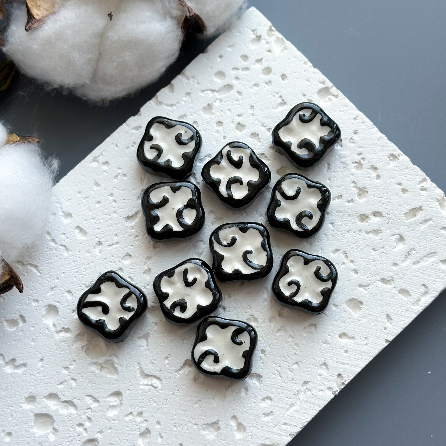 Бусина Этно ромбовидная керамика 16х18 мм чёрный