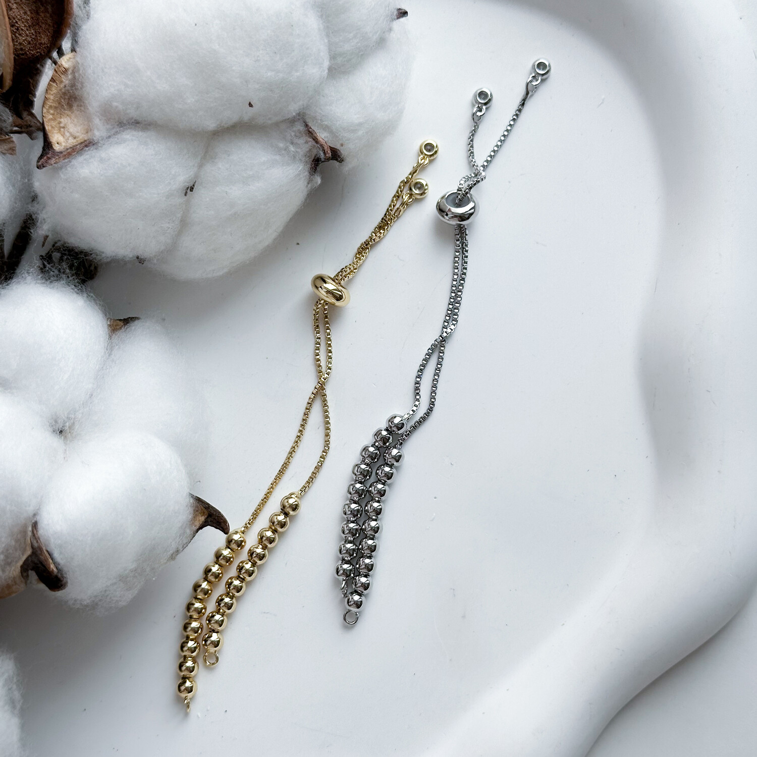 Основа для браслета с кристаллами и бусинами 12 см