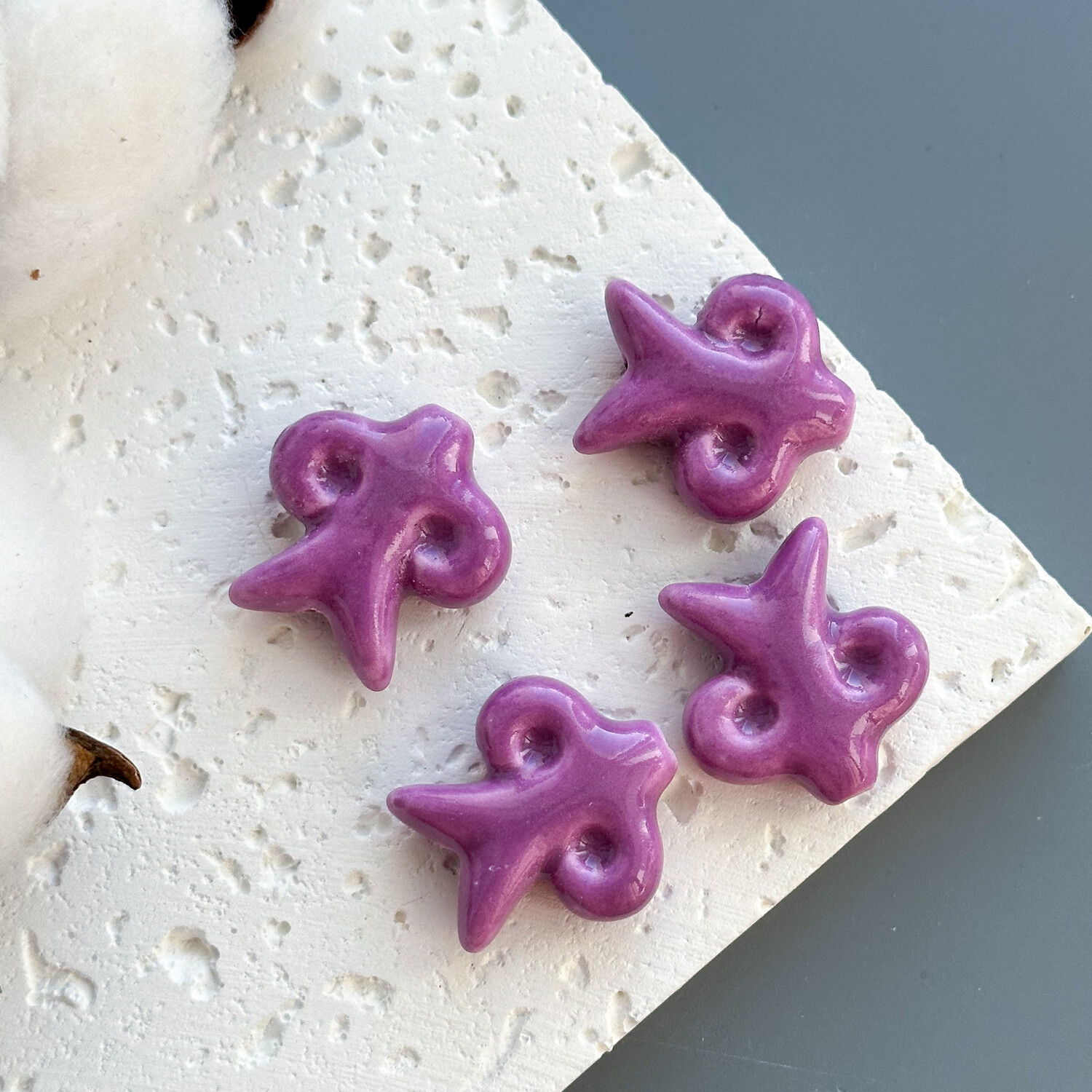 Бусина Этно керамика 23х24 мм фиолетовый