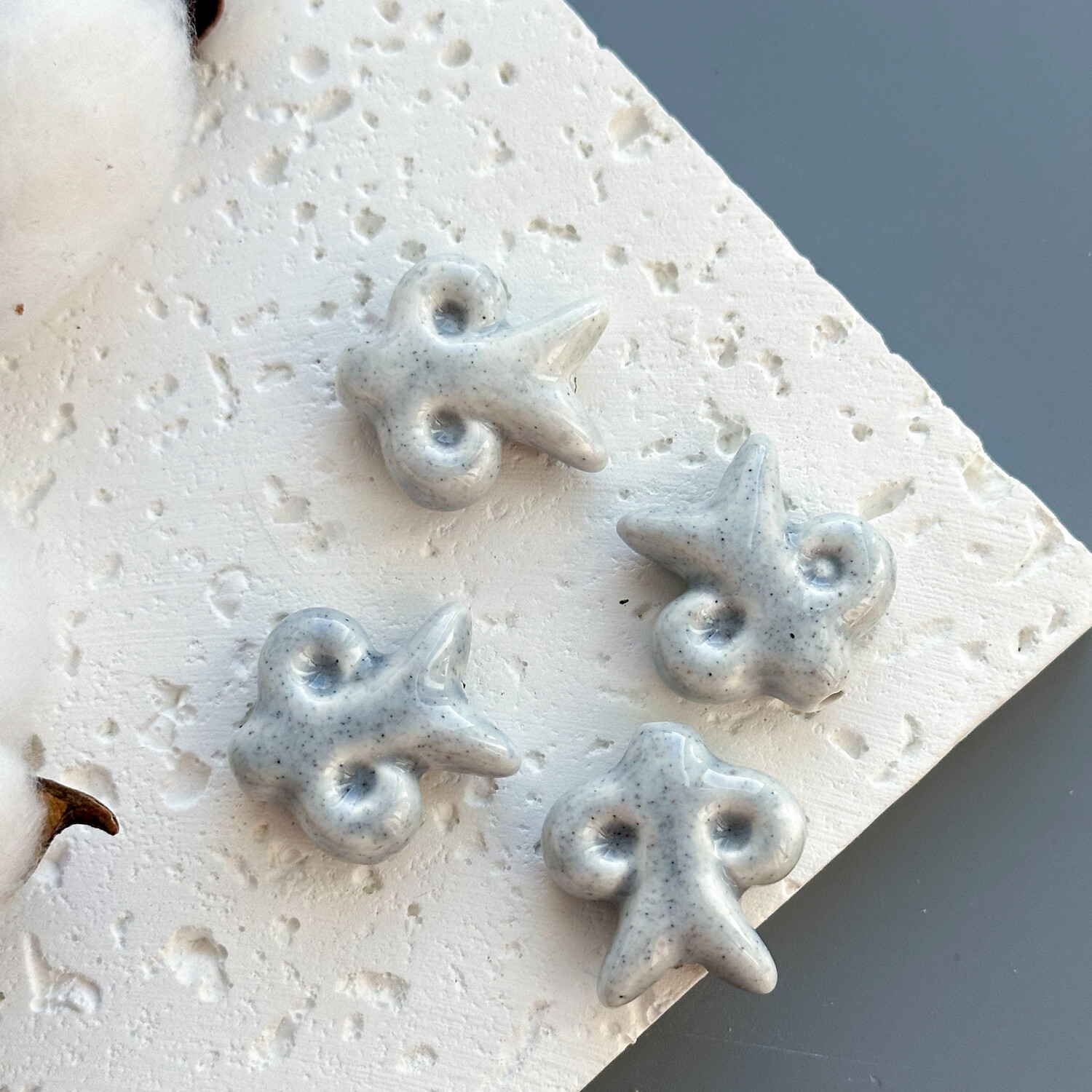 Бусина Этно керамика 23х24 мм серый