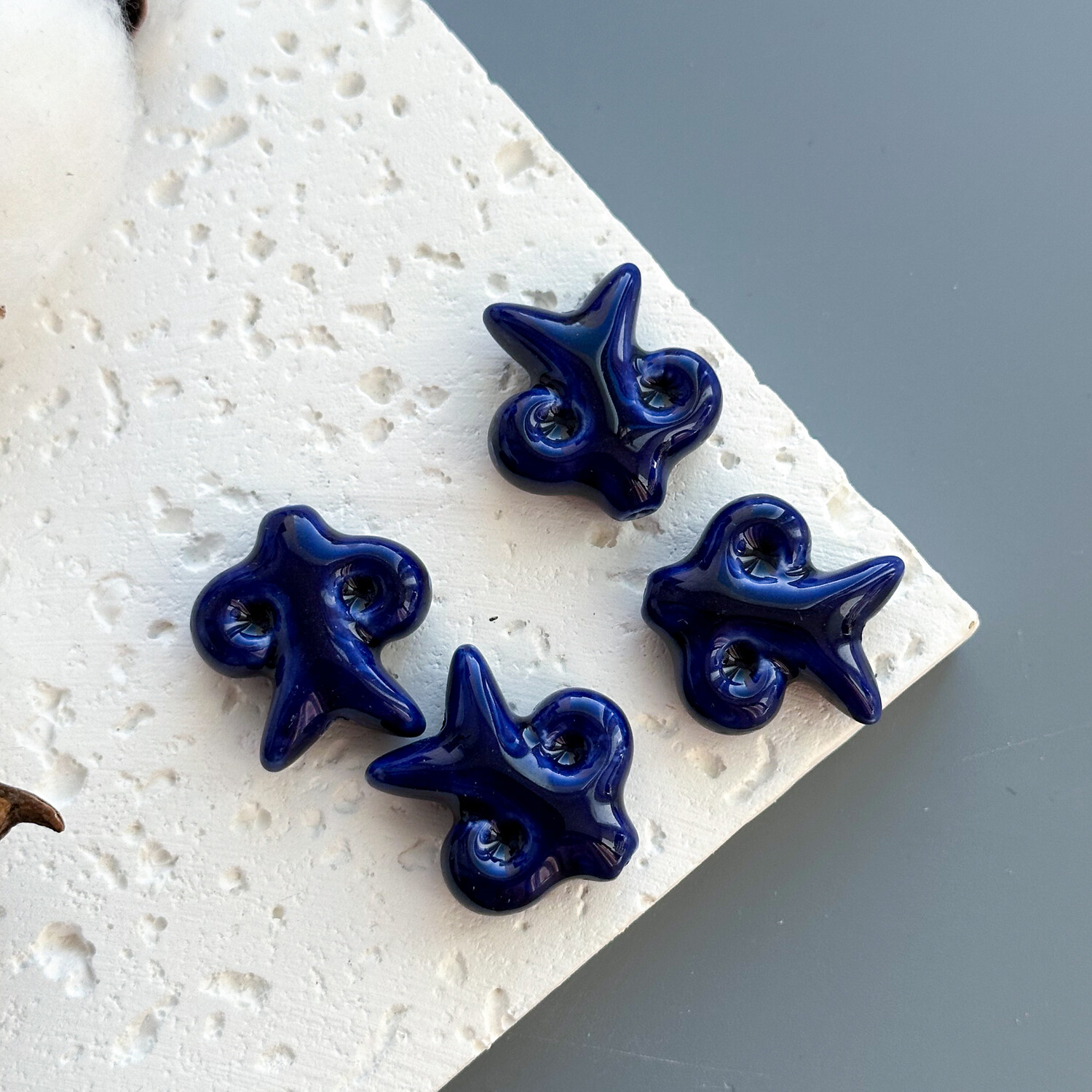 Бусина Этно керамика 23х24 мм синий