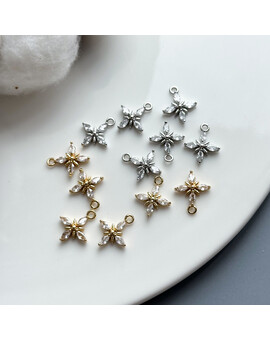 Подвеска Четырехлистник с цирконами 13х14 мм, изображение 1