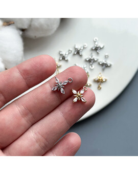 Подвеска Четырехлистник с цирконами 13х14 мм, изображение 2