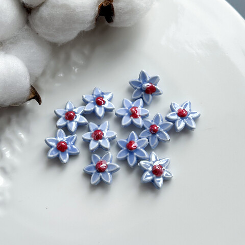 Бусина Цветок керамика 16х17 мм синий