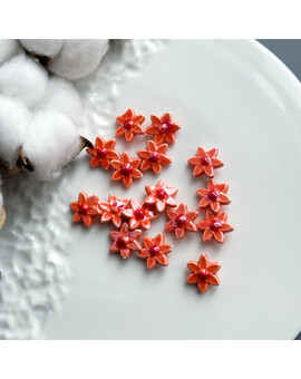 Бусина Цветок керамика 16х17 мм оранжевый, изображение 1