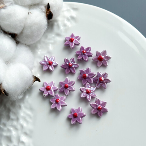 Бусина Цветок керамика 16х17 мм фиолетовый