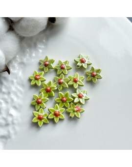 Бусина Цветок керамика 16х17 мм салатовый, изображение 1