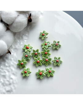 Бусина Цветок керамика 16х17 мм зелёный, изображение 1