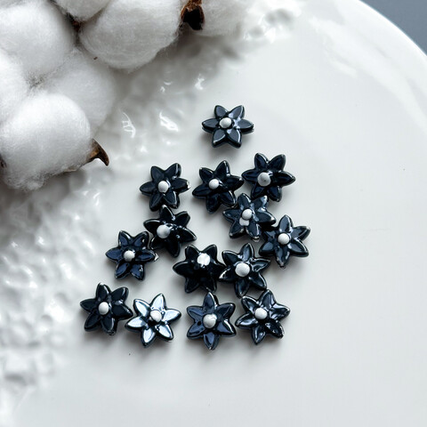 Бусина Цветок керамика 16х17 мм чёрный