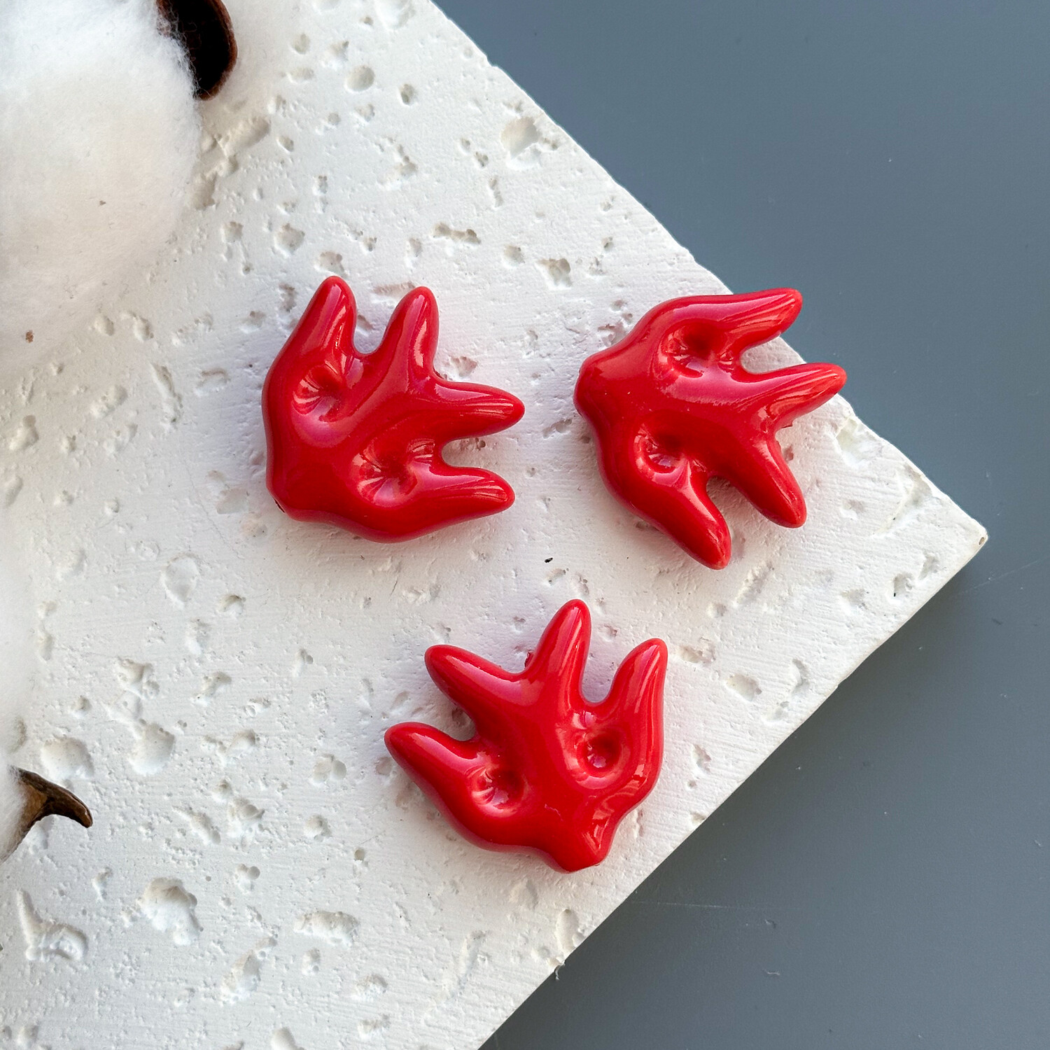 Бусина Этно керамика 26х30 мм красный