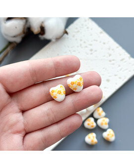 Бусина Сердце с цветком керамика 12 мм жёлтый (1 шт.), изображение 2