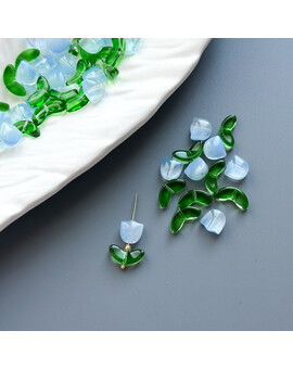 Бусины Тюльпан с листьями 9х9 мм/14х7 мм голубой, изображение 1