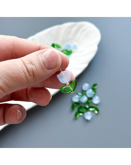 Бусины Тюльпан с листьями 9х9 мм/14х7 мм голубой, изображение 2