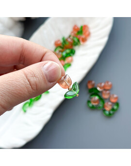 Бусины Тюльпан с листьями 9х9 мм/14х7 мм оранжевый, изображение 2