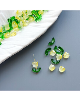 Бусины Тюльпан с листьями 9х9 мм/14х7 мм жёлтый, изображение 1