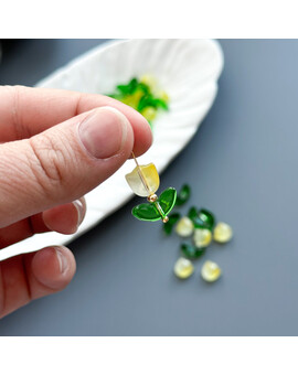 Бусины Тюльпан с листьями 9х9 мм/14х7 мм жёлтый, изображение 2