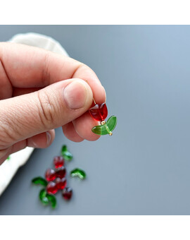 Бусины Тюльпан с листьями 9х9 мм/14х7 мм красный, изображение 2