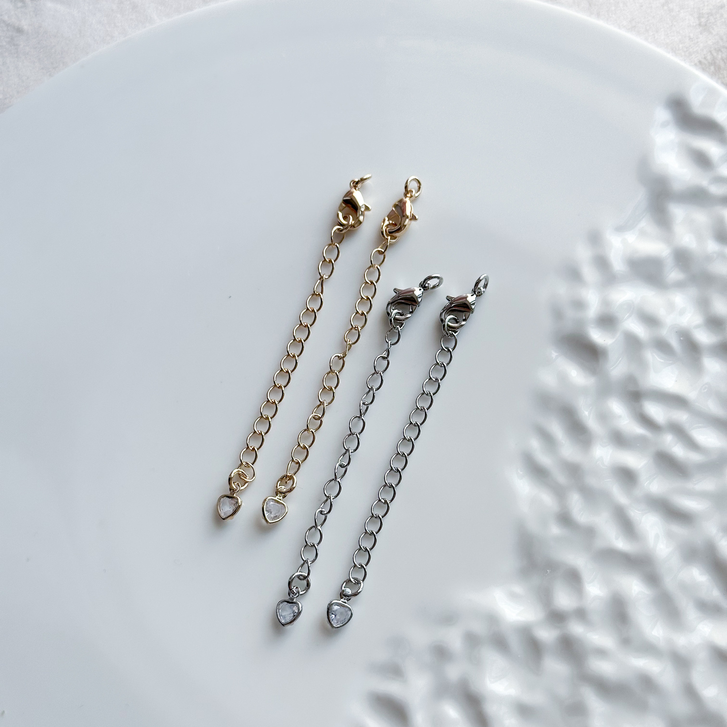 Карабин с удлинителем, сердце с кристаллом