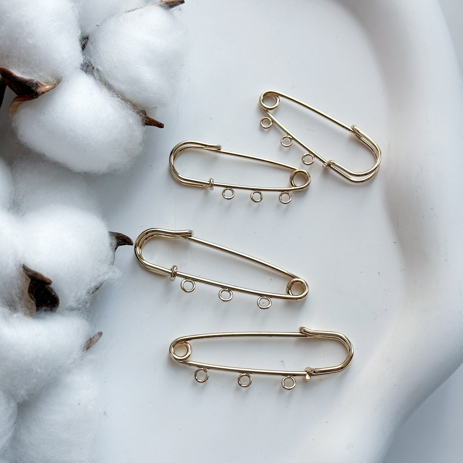 Булавка 3 петли позолота 14К