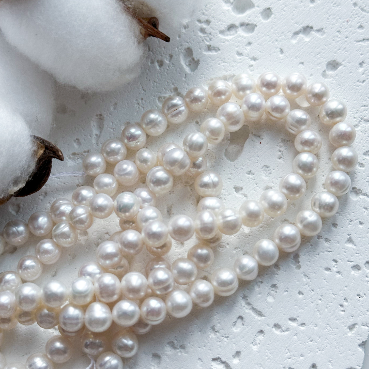 Жемчуг натуральный 6-7 мм круглый